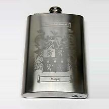 Coat of Arms Personalized 8oz Irish Hip Flask Product Image