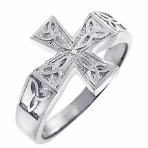 Alternate image for Celtic Ring - Men's White Gold Celtic Trinity Cross Ring