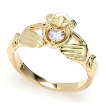 Claddagh Ring - Yellow Gold 0.22 Carats Diamond Claddagh Engagement Ring Product Image