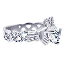 Alternate image for Claddagh Ring - White Gold Diamond Claddagh Ring 0.40 Carats with Clear Stone