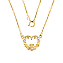 Alternate image for Claddagh Necklace - 14k Yellow Gold Diamond Claddagh Necklace