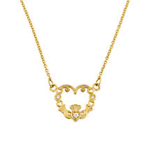 Claddagh Necklace - 14k Yellow Gold Diamond Claddagh Necklace Product Image