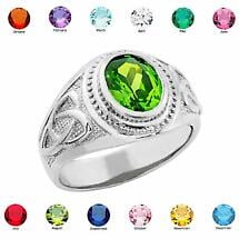 Celtic Ring - Men's Sterling Silver Birthstone CZ Ring Product Image
