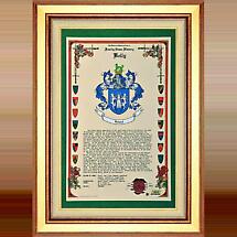 Personalized Irish Coat of Arms Celebration Scroll - Framed Product Image