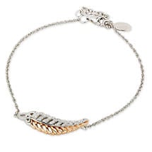 Alternate image for Jean Butler Jewelry - Sterling Silver with 18k Rose Gold Plate CZ Feather Trinity Knot Irish Bracelet