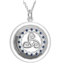 Alternate image for Irish Necklace - Sterling Silver with Blue CZ Stones 'Tir na nOg' Celtic Pendant