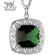 Alternate image for Irish Necklace - Sterling Silver Green Quartz Trinity Knot Pendant