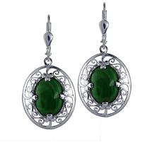 Irish Earrings - Sterling Silver Celtic Earrings with Malachite Product Image