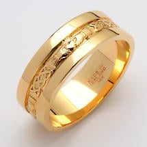 Alternate image for Irish Wedding Ring - Ladies Gold Claddagh Corrib Wedding Band with Rims