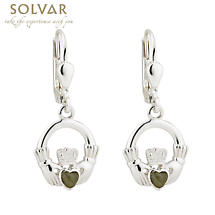Alternate image for Sterling Silver with Connemara Marble Claddagh Drop Earrings