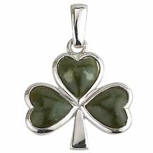 Irish Necklace - Sterling Silver and Connemara Marble Shamrock Pendant with Chain Product Image