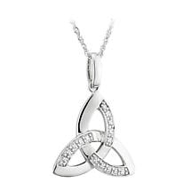 Celtic Necklace - 14k White Gold with Diamonds Trinity Knot Pendant Product Image