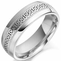 Irish Wedding Ring - Ladies Beaded Celtic Knot Gold Irish Wedding Band Product Image