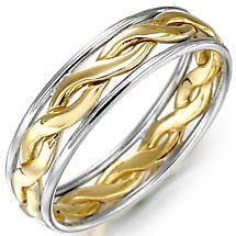 Irish Wedding Ring - Ladies Gold Two Tone Celtic Knot Wedding Band Product Image