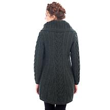 Alternate image for Irish Coat | Merino Wool Classic Aran Cable Knit Ladies Coat