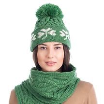 Irish Hat | Merino Wool Green Shamrock Ladies Hat  Product Image