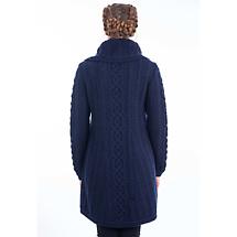 Alternate image for Irish Coat | Aran Knit 4 Button Collar Ladies Coat