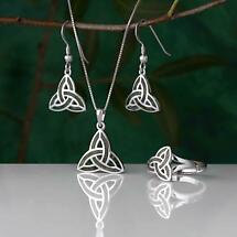 Alternate image for Celtic Earrings - Connemara Marble Trinity Knot Earrings