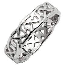 Irish Wedding Ring - Celtic Knot Narrow Pierced Sheelin Ladies Wedding Band Product Image
