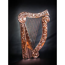 Large Copper Celtic Harp Wall Plaque  Product Image