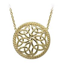 Alternate image for Irish Necklace | Gold Plated Sterling Silver Trinity Knot Round Pendant