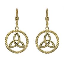Alternate image for Irish Earrings | Gold Plated Sterling Silver Round Trinity Knot Earrings