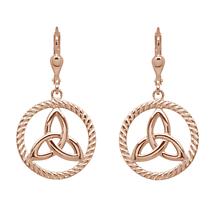 Irish Earrings | Rose Gold Plated Sterling Silver Round Trinity Knot Earrings Product Image
