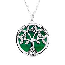 Alternate image for Irish Necklace | Sterling Silver Malachite  CZ Celtic Tree of Life Pendant