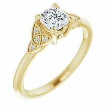 Irish Engagement Ring | Blathnaid 14K Yellow Gold  Diamond Celtic Trinity Knot Ring Product Image