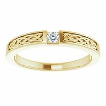 Alternate image for Irish Ring | Aodh 14k Yellow Gold Diamond Mens Narrow Celtic Knot Ring 
