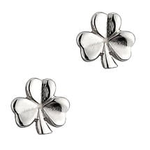 Irish Earrings | Sterling Silver Shiny Stud Shamrock Earrings Product Image