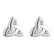 Alternate image for Celtic Earrings - 14k White Gold Trinity Knot Diamond Earrings