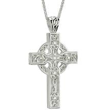 Alternate image for Celtic Pendant - Men's Sterling Silver Celtic Trinity Knot detail Cross with Chain