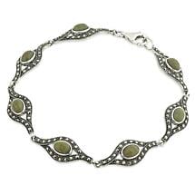 Sterling Silver Connemara Marble and Marcasite Link Bracelet Product Image