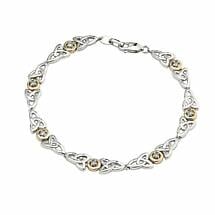 Irish Bracelet | Diamond Sterling Silver and 10k Yellow Gold Celtic Trinity Knot Bracelet Product Image