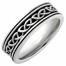 Irish Rings | Sterling Silver Ladies Oxidized Celtic Knot Ring Product Image