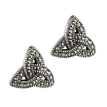 Irish Earrings | Sterling Silver Marcasite  Celtic Trinity Knot Earrings Product Image