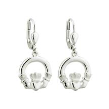 Alternate image for Sterling Silver Claddagh Drop Earrings