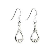 Celtic Earrings - Sterling Silver Claddagh Trinity Knot Earrings Product Image