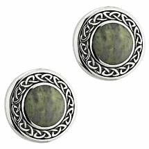 Alternate image for Irish Earrings | Connemara Marble Sterling Silver Celtic Knot Stud Earrings