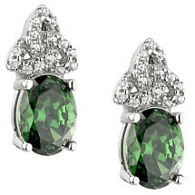 Alternate image for Irish Earrings | Sterling Silver Trinity Knot Green Crystal Celtic Earrings