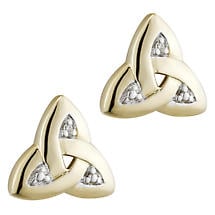 Alternate image for Irish Earrings | 14k Gold Diamond Trinity Knot Stud Earrings