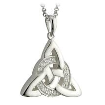 Alternate image for Celtic Pendant - Sterling Silver Celtic Trinity Knot Cubic Zirconia Pendant with Chain