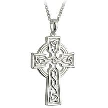 Alternate image for Celtic Pendant - Sterling Silver Large Double Side Cross Pendant with Chain