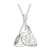 Alternate image for Celtic Pendant - Sterling Silver Cubic Zirconia Trinity Knot Twist Pendant with Chain