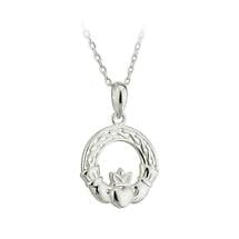 Alternate image for Celtic Pendant - Sterling Silver Celtic Claddagh Pendant with Chain