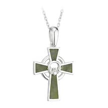 Alternate image for Celtic Pendant - Sterling Silver Connemara Marble Celtic Cross Pendant