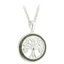 Alternate image for Celtic Pendant - Sterling Silver and Connemara Marble Tree of Life Irish Necklace