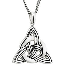Alternate image for Irish Necklace | Sterling Silver Large Heavy Trinity Celtic Knot Pendant