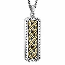 Mens Irish Jewelry | Sterling Silver & 10k Gold Ingot Celtic Knot Pendant Product Image